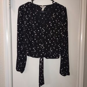 Arizona Jean Company Black Star Pattern Blouse